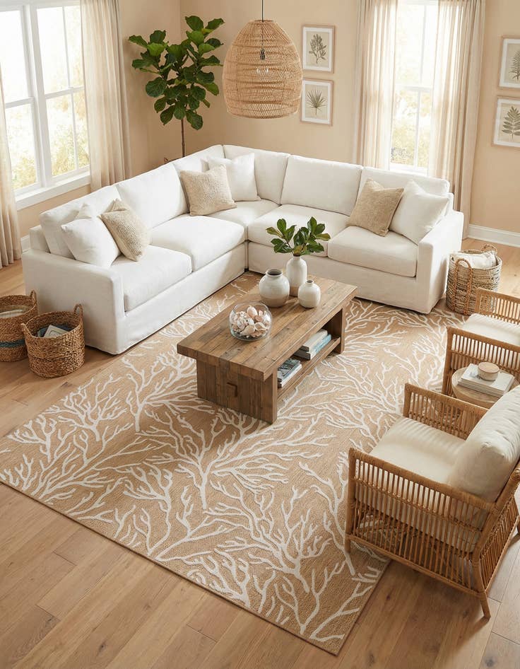 Detail image of 10' x 14'  Washable Coastal Indoor / Outdoor Rug