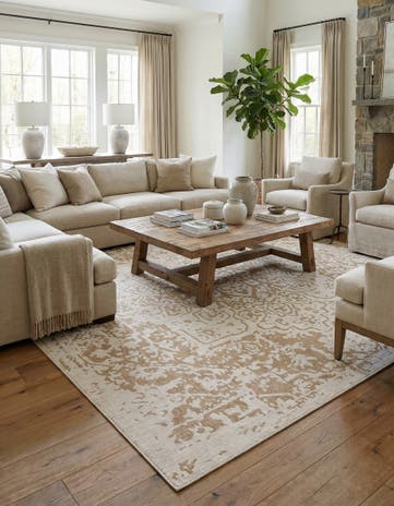 Beige Easy-Clean Jill Zarin Dubai Indoor / Outdoor Square Rug