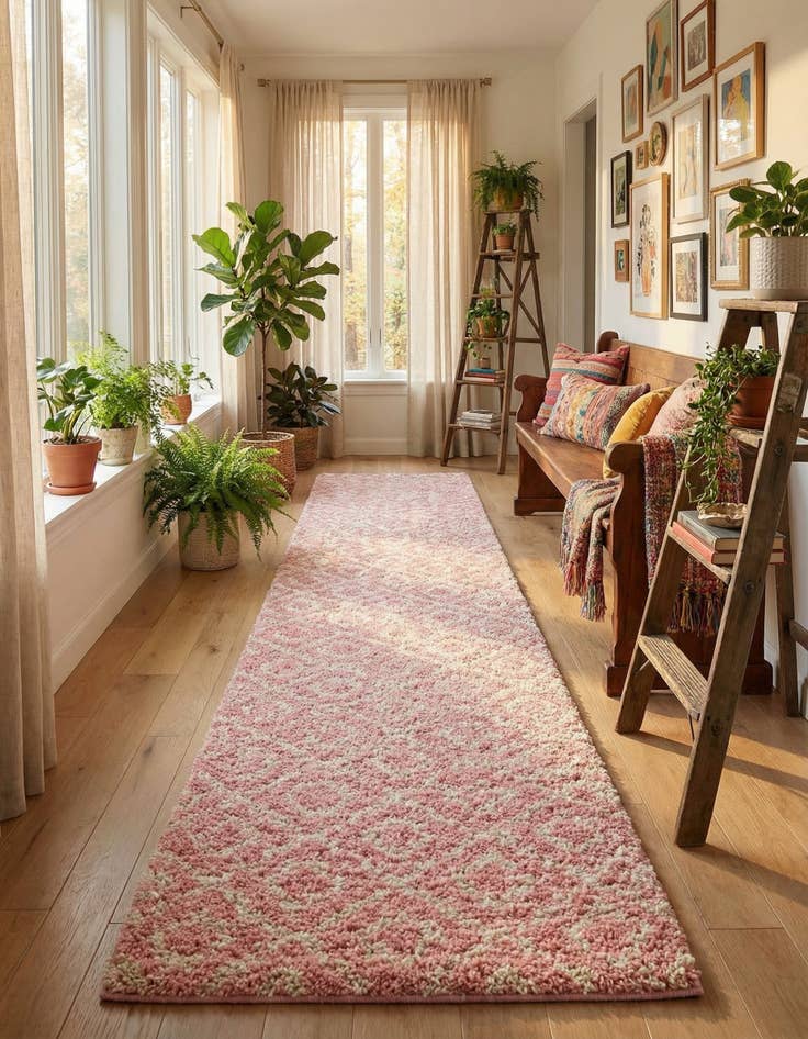 Detail image of 3' 3 x 16' 5 Lattice Shag Runner Rug