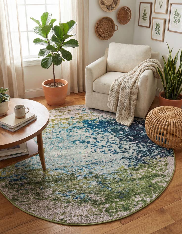 Detail image of 4' x 4'  Washable Casablanca Round Rug