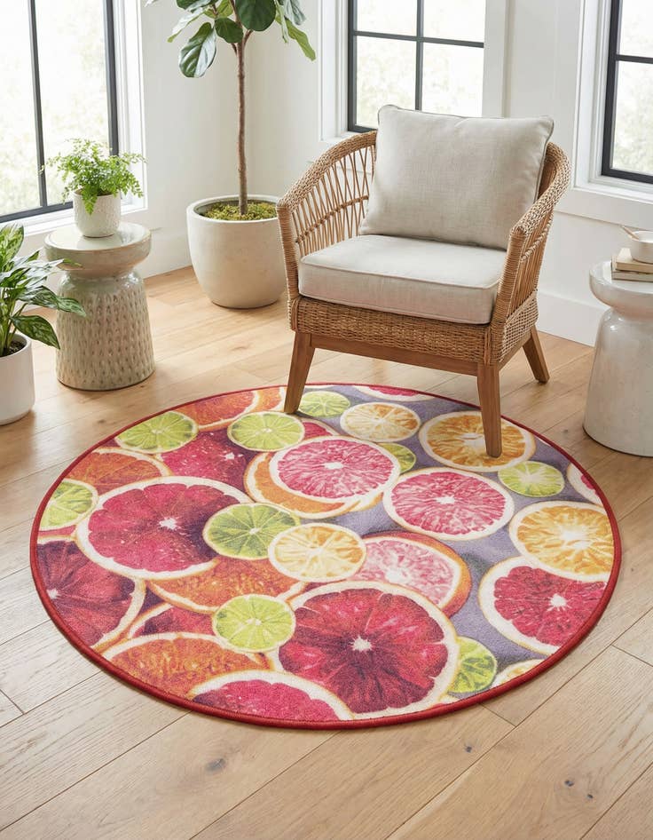 Detail image of 3' 3 x 3' 3  Washable Jill Zarin Caribbean Indoor / Outdoor Round Rug