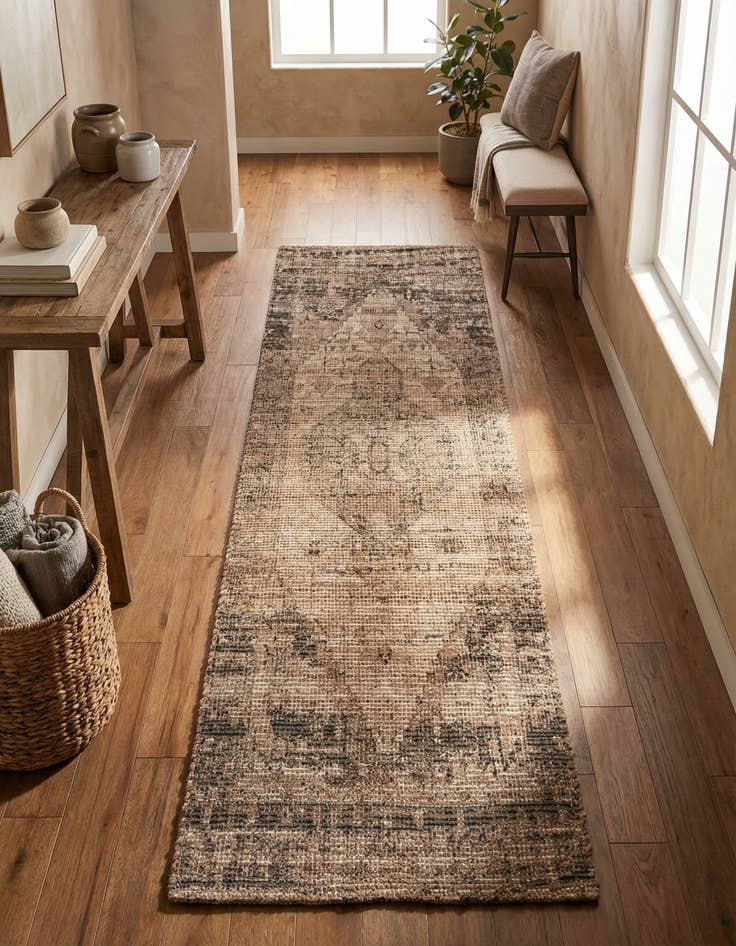 Detail image of 2' 2 x 8'  Hand Woven Chenille Jute Runner Rug