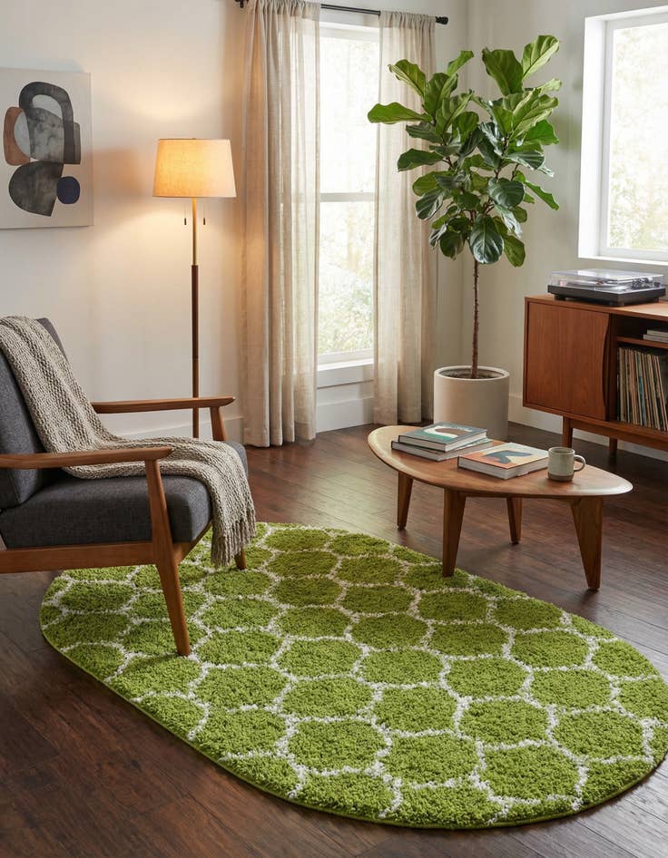 Detail image of 5' 3 x 8' Trellis Shag Oval Rug