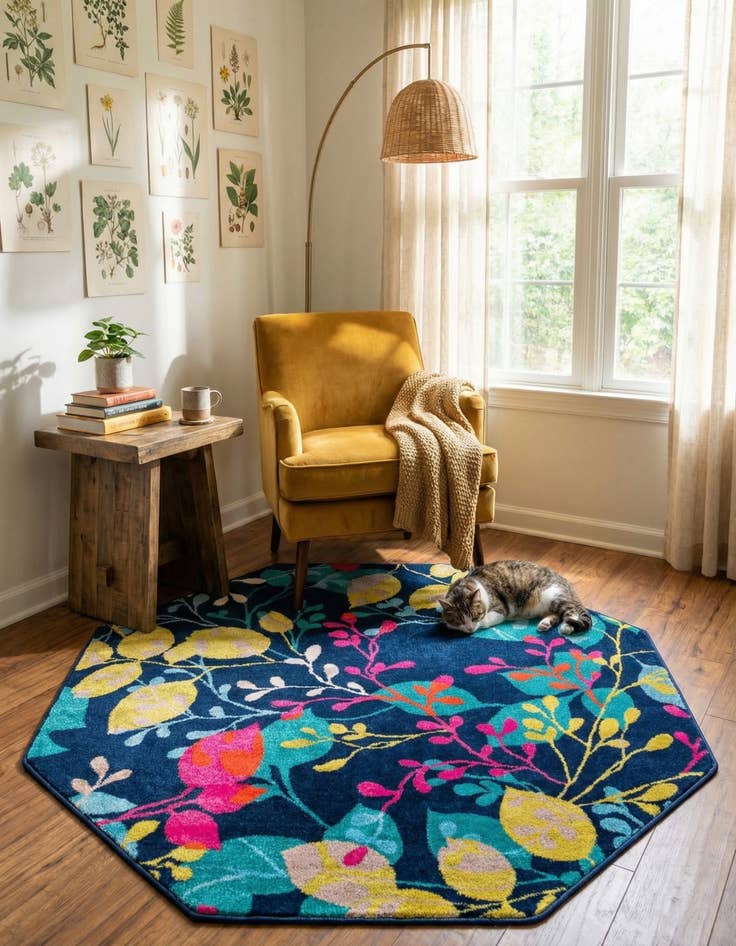 Detail image of 5' 3 x 5' 3 Azalea Octagon Rug