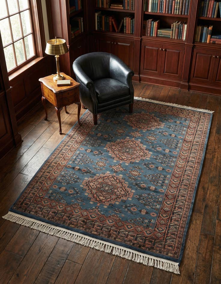 Detail image of 4' 2 x 6' 1 Hand Knotted Bokhara Oriental Wool Rug