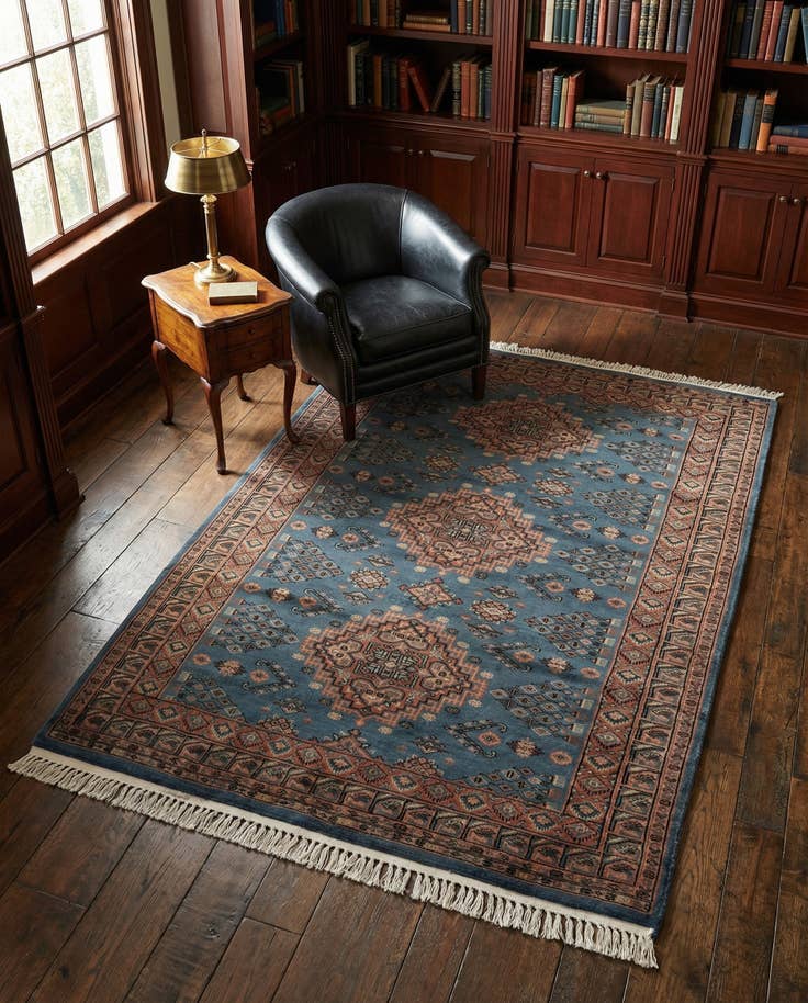 Detail image of 4' 2 x 6' 1 Hand Knotted Bokhara Oriental Wool Rug