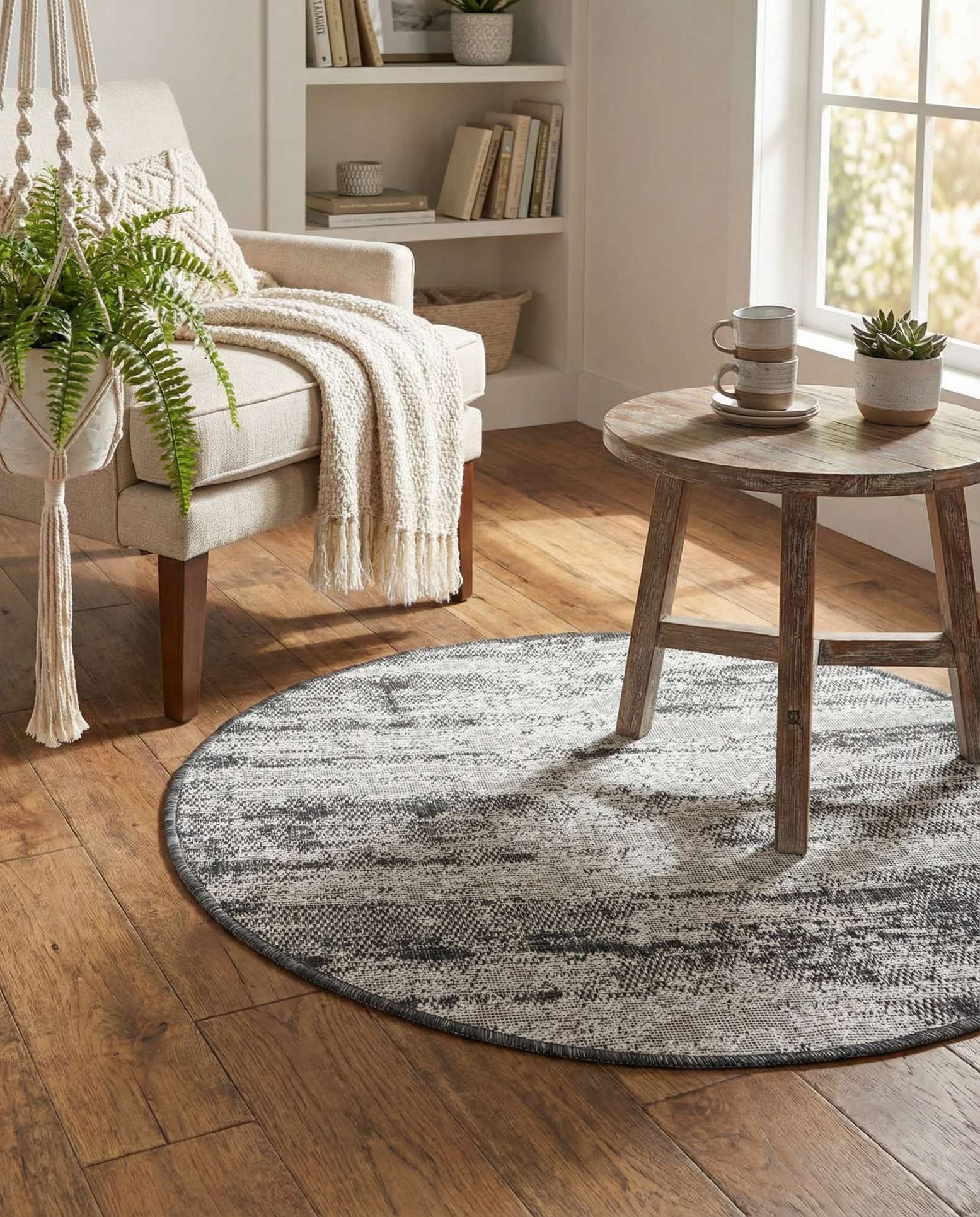 3' x 3' Easy-Clean Modern Indoor / Outdoor Round Rug