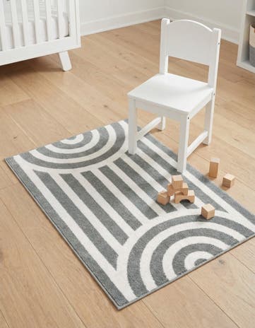 Silver Gray Whimsy Kids Rug