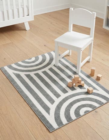 Silver Gray Whimsy Kids Rug