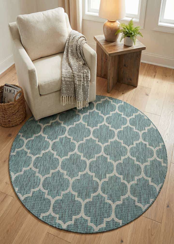6' x 6' Easy-Clean Trellis Indoor / Outdoor Round Rug