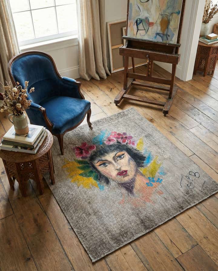 3' 3 x 3' 8 Hand Knotted Ultra Vintage Persian Wool Square Rug