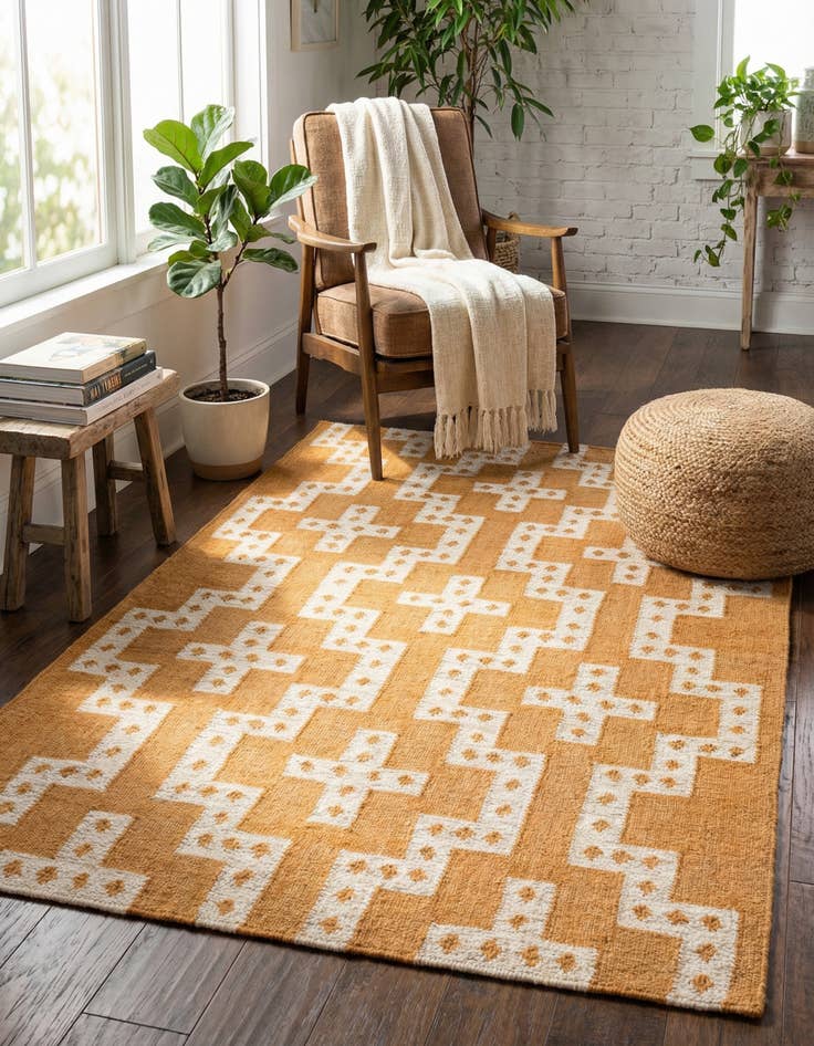 Detail image of 4' 1 x 6' 1 Hand Woven Kilim Wool Rug