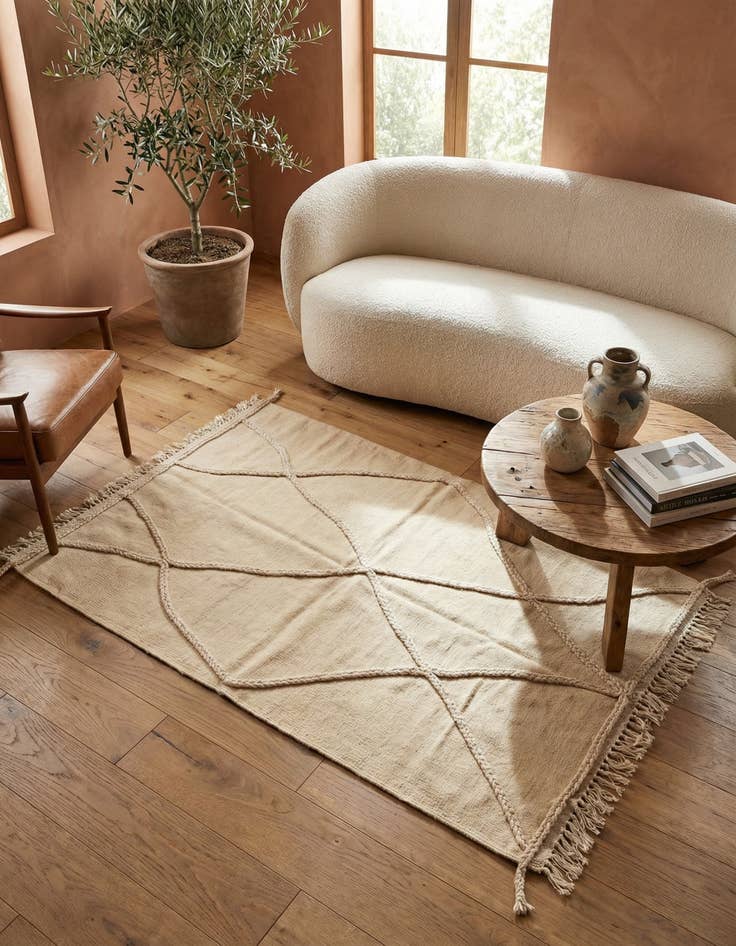 Detail image of 3' 5 x 5' Hand Knotted Moroccan Wool Rug