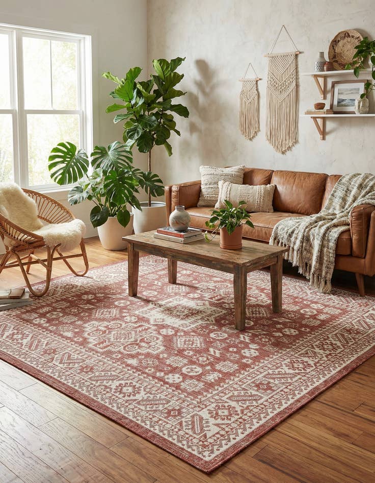 Detail image of 6' x 6' Washable Aztec Indoor / Outdoor Square Rug