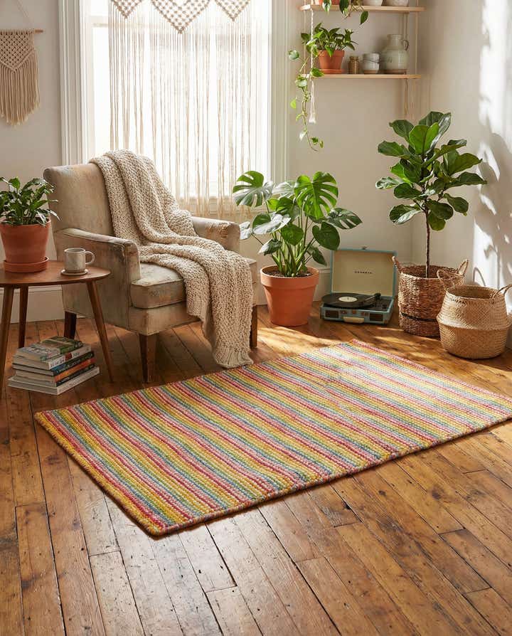 2' x 3' 1 Hand Woven Happy Rugs Happy Home Wool