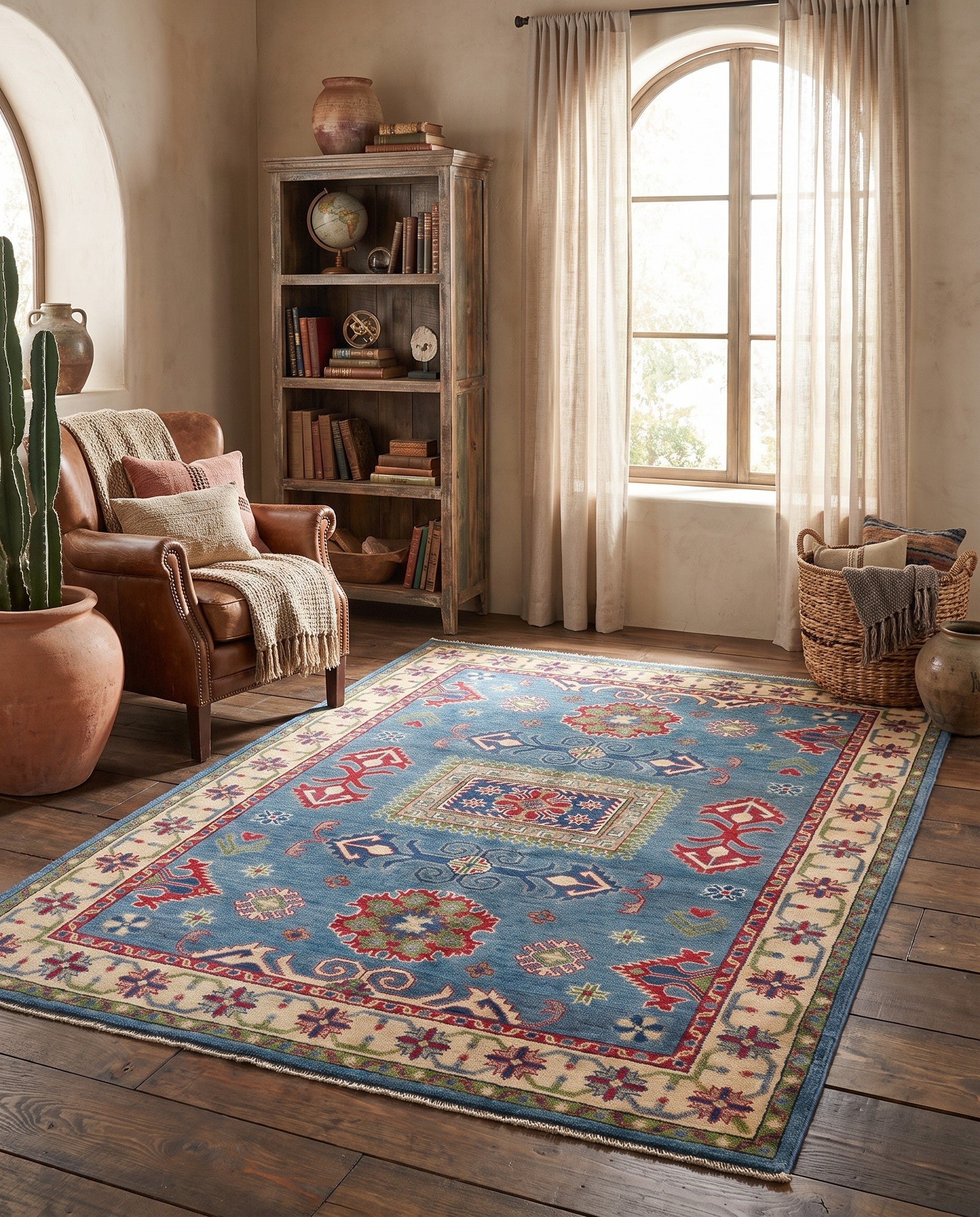 160cm x 215cm Hand Knotted Kazak Rug