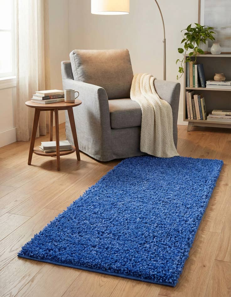 Detail image of 2' x 4' Solid Shag Runner Rug