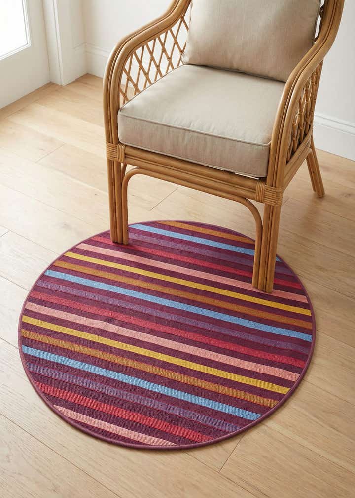 3' x 3' Easy-Clean Ribbon Indoor / Outdoor Round Rug