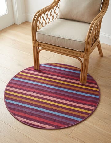 3' x 3' Easy-Clean Ribbon Indoor / Outdoor Round Rug