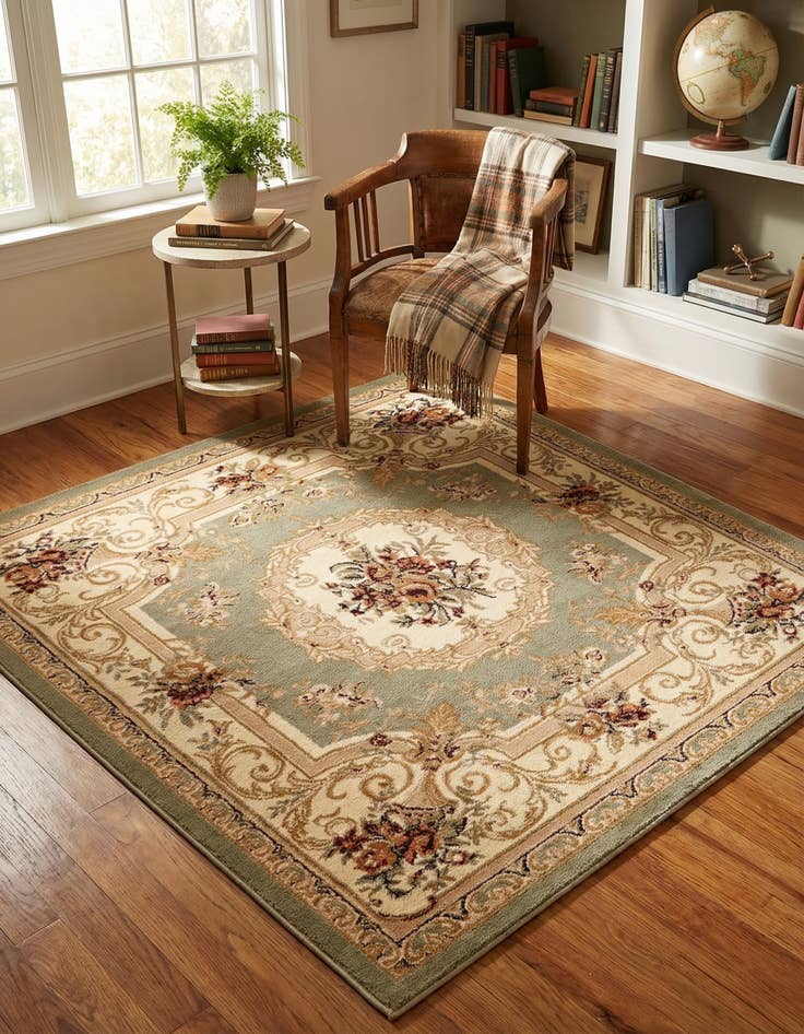 Detail image of 5' 3 x 5' 3 Classic Aubusson Square Rug