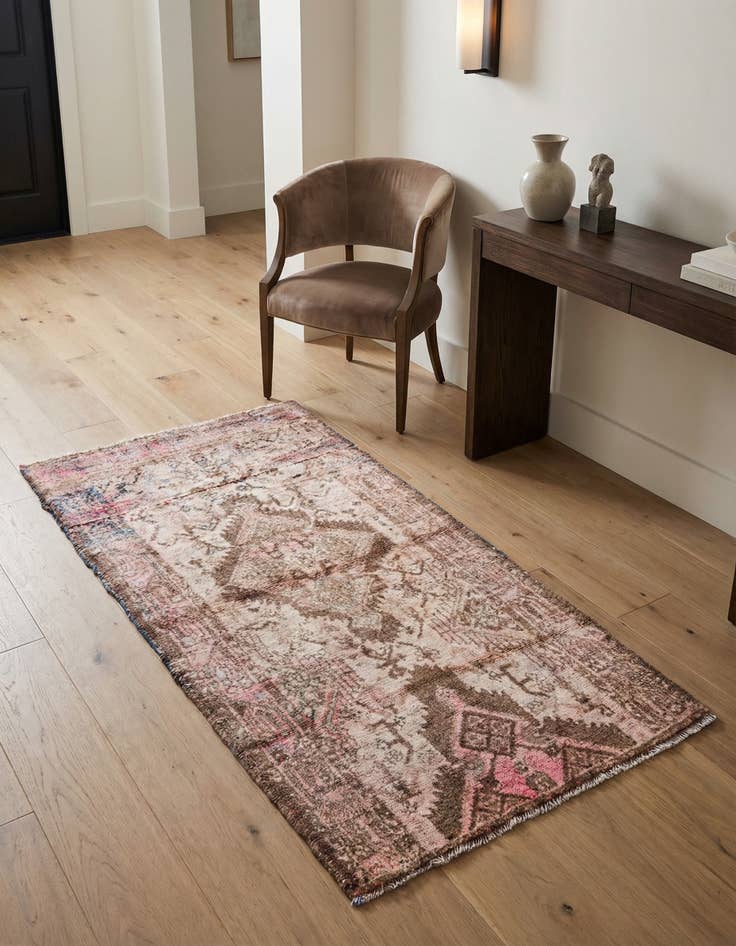 Detail image of 2' 4 x 4' 6 Hand Knotted Ultra Vintage Persian Wool Runner Rug