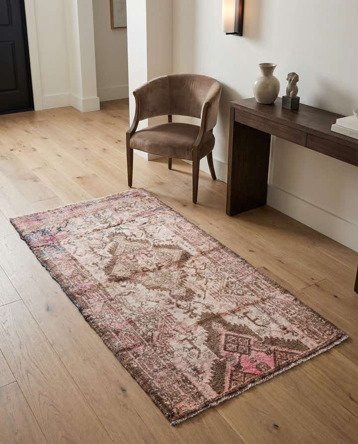 2' 4 x 4' 6 Hand Knotted Ultra Vintage Persian Wool Runner Rug