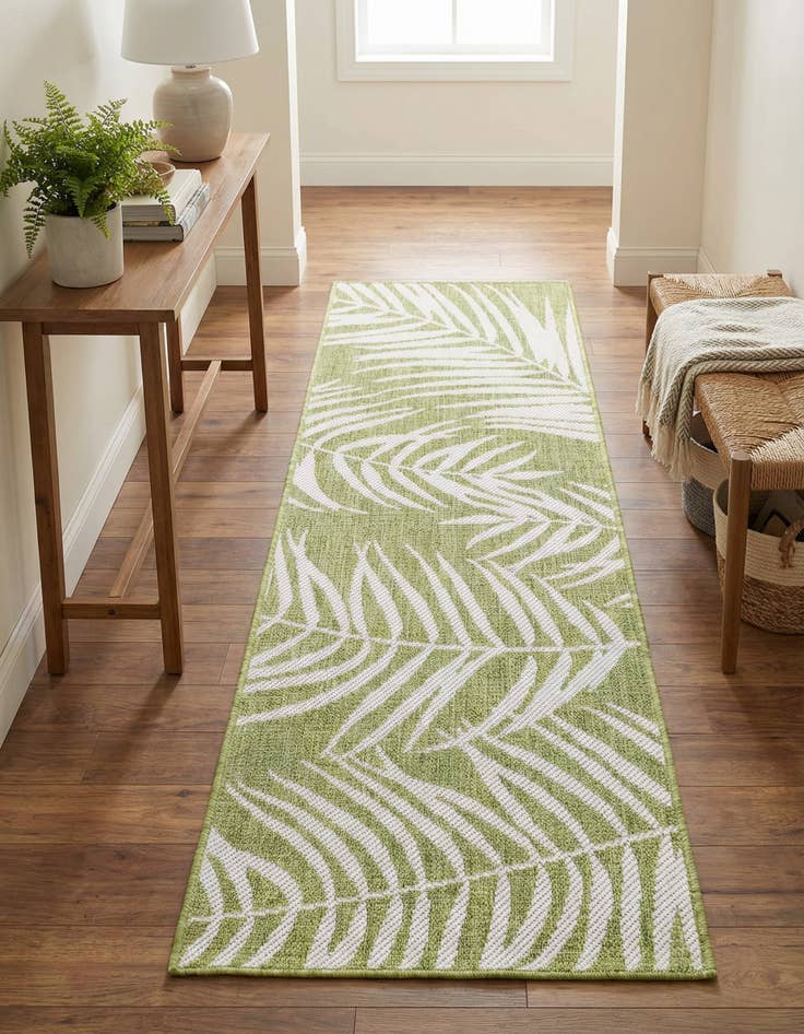 Detail image of 2' x 6' Easy-Clean Botanical Indoor / Outdoor Runner Rug