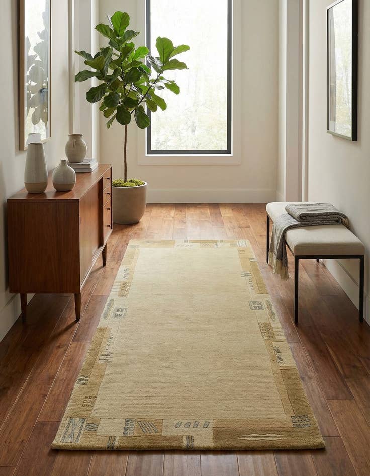 Detail image of 2' 4 x 4' 7 Hand Knotted Nepal Wool Runner Rug