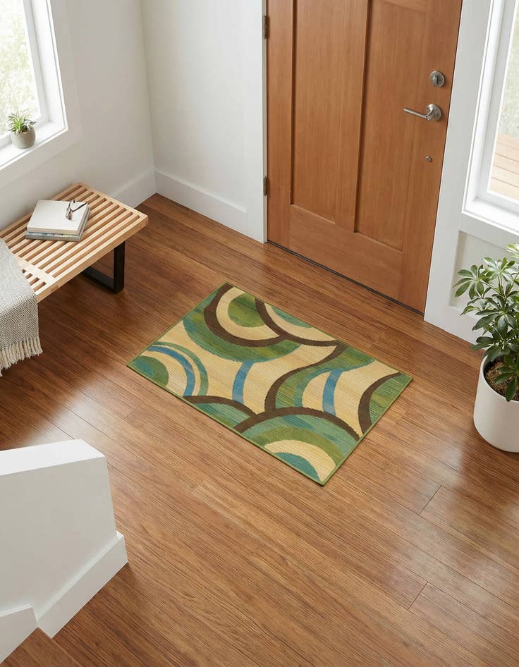 Detail image of 2' 2 x 3'  Washable Modern Indoor / Outdoor Rug