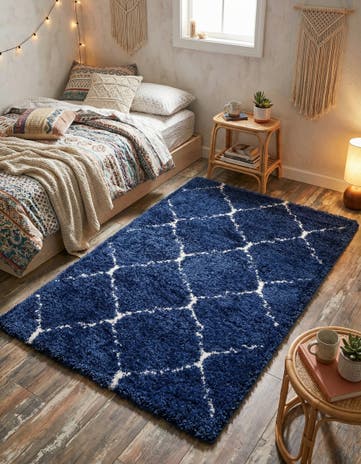 Navy Blue Moroccan Shag Rug