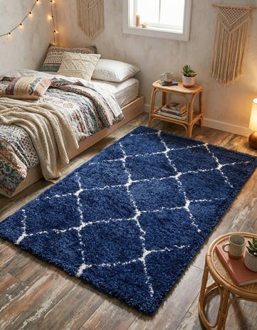 Navy Blue Moroccan Shag Rug