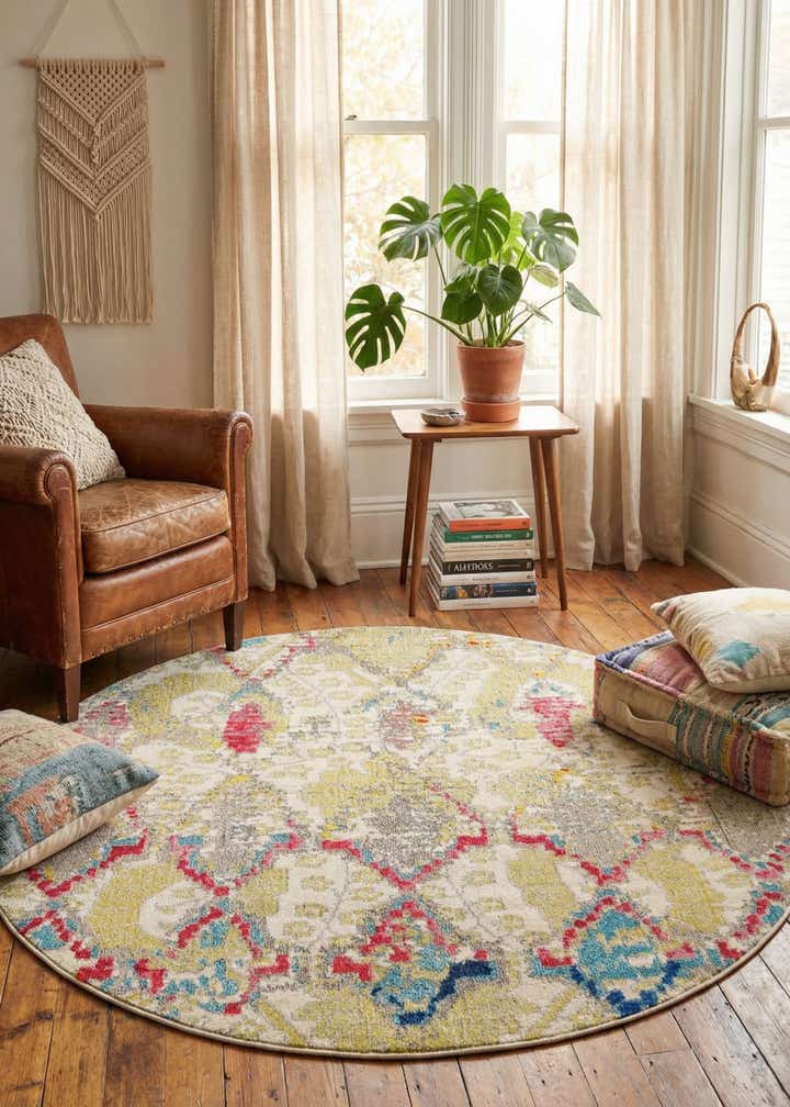 6' x 6' Washable Santa Fe Round Rug