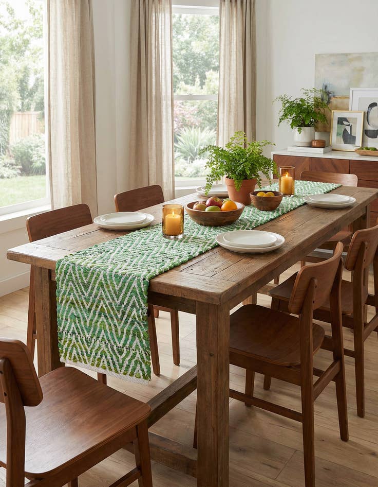 Detail image of 1' 2 x 8'  Hand Woven Chindi Chevron Table Runner Rug