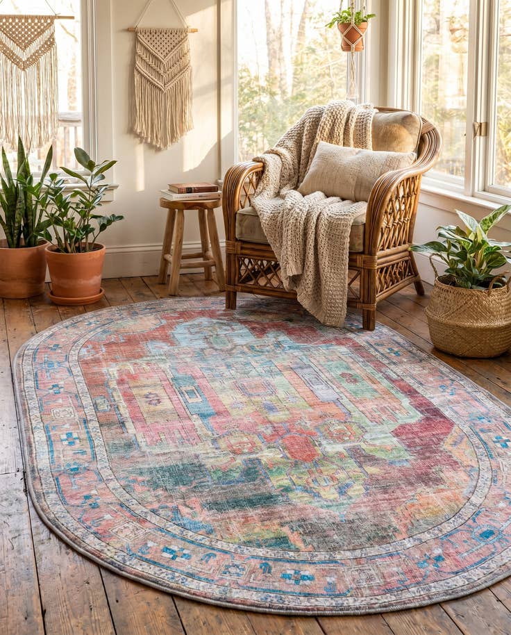 Detail image of 4' x 6' Washable Maahru Oval Rug
