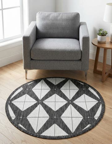 3' x 3' Easy-Clean Modern Indoor / Outdoor Round Rug
