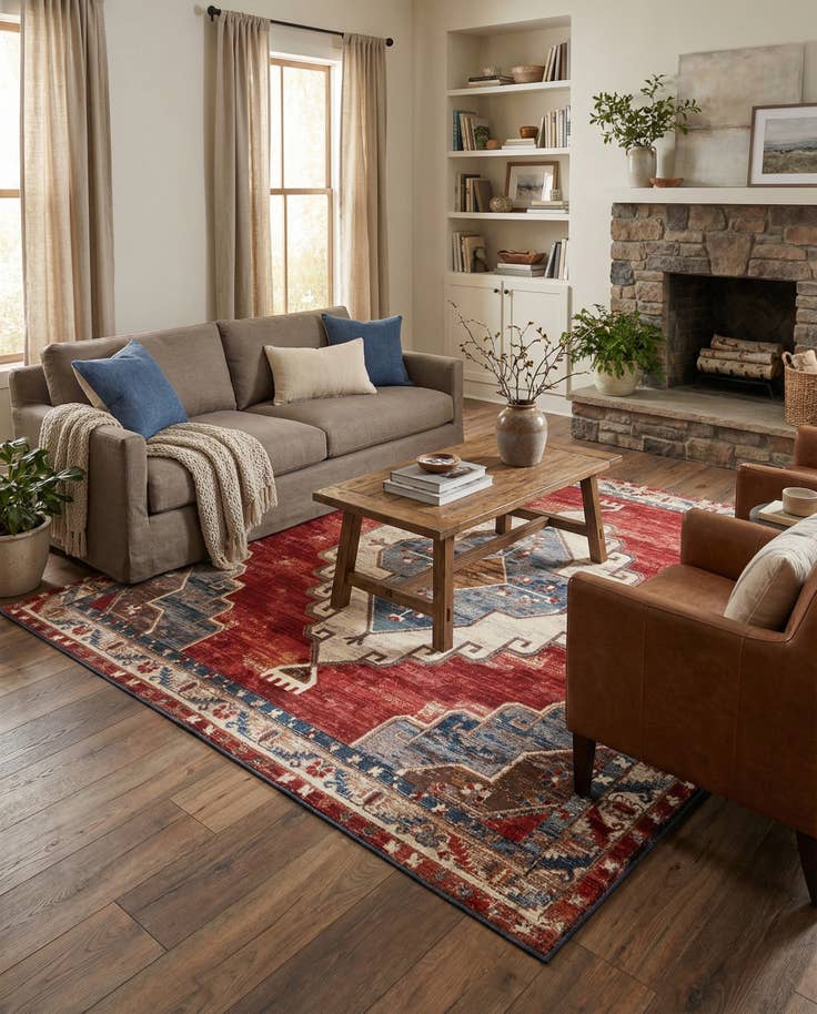 Detail image of 10' x 10' Easy-Clean Traditional Indoor / Outdoor Square Rug