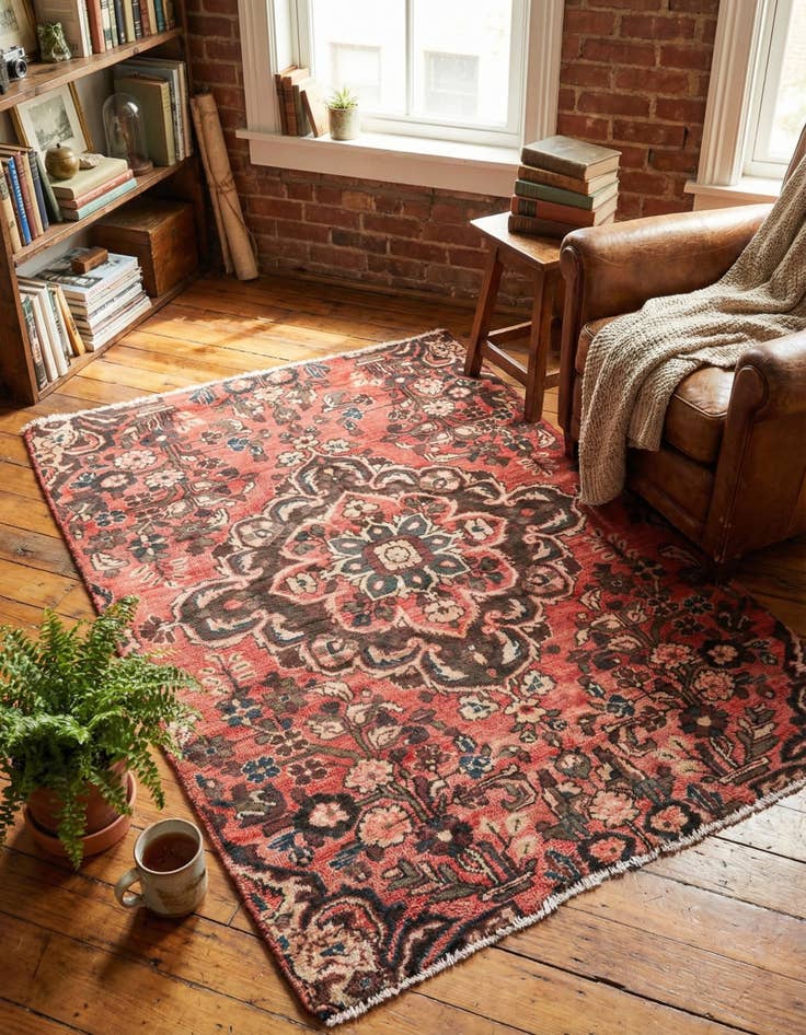 Detail image of 3' 4 x 4' 9 Hand Knotted Ultra Vintage Persian Wool Rug