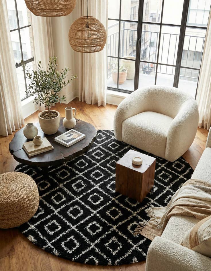 Detail image of 10' x 10' Trellis Shag Round Rug