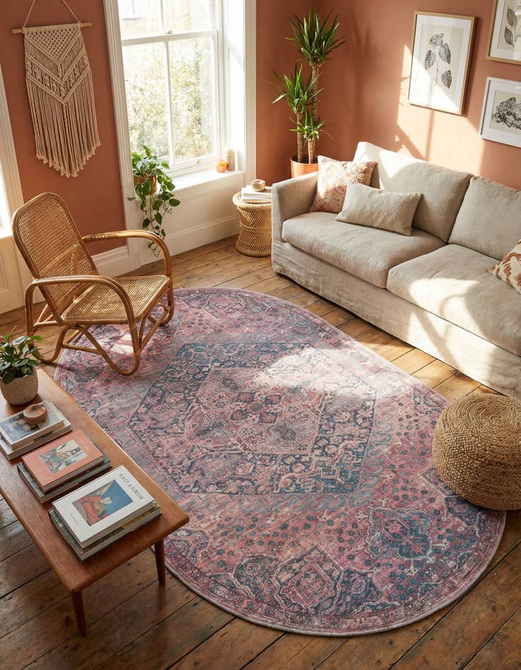 Detail image of 5' 3 x 8' Washable Maahru Oval Rug