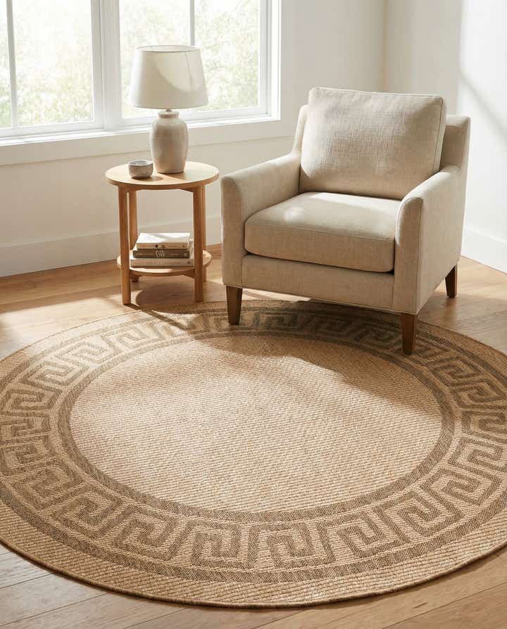 6' x 6' Easy-Clean Border Indoor / Outdoor Round Rug