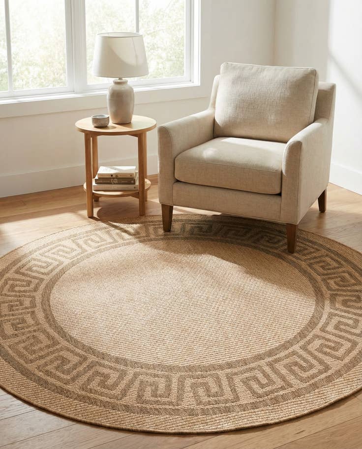 Detail image of 6' x 6' Easy-Clean Border Indoor / Outdoor Round Rug