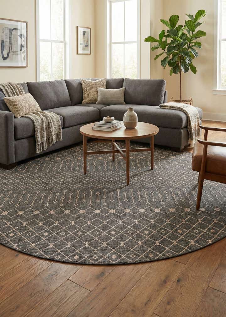13' x 13' Easy-Clean Trellis Indoor / Outdoor Round Rug