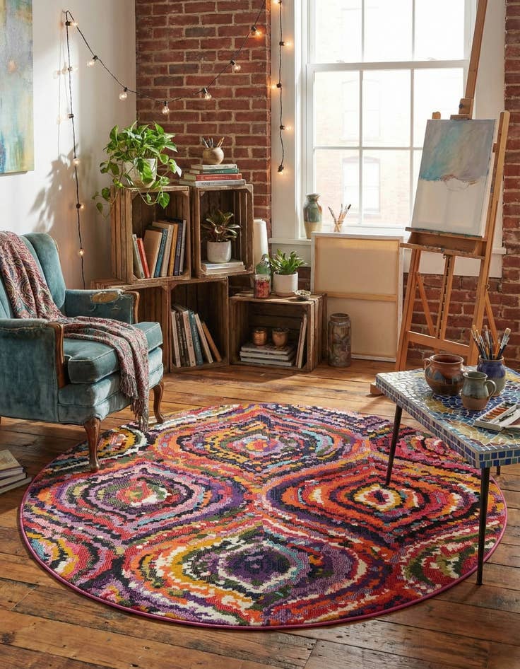 Detail image of 6' x 6' Washable Hyacinth Round Rug