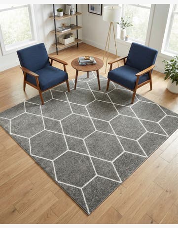 6' x 6' Lattice Frieze Square Rug