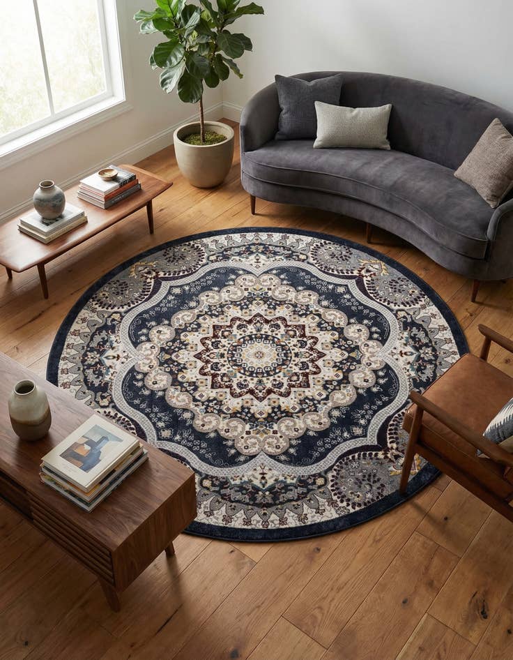 Detail image of 7' 10 x 7' 10 Kamala Washable Round Rug