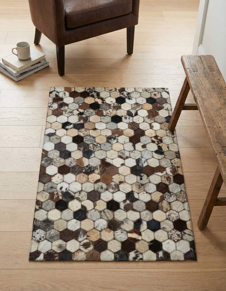 Detail image of 2' x 3' 1 Cowhide Leather Rug