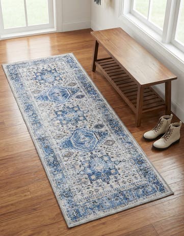 Royal Blue Washable Yara Runner Rug