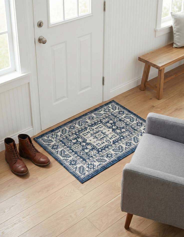 Detail image of 2' x 3'  Washable Aztec Indoor / Outdoor Rug