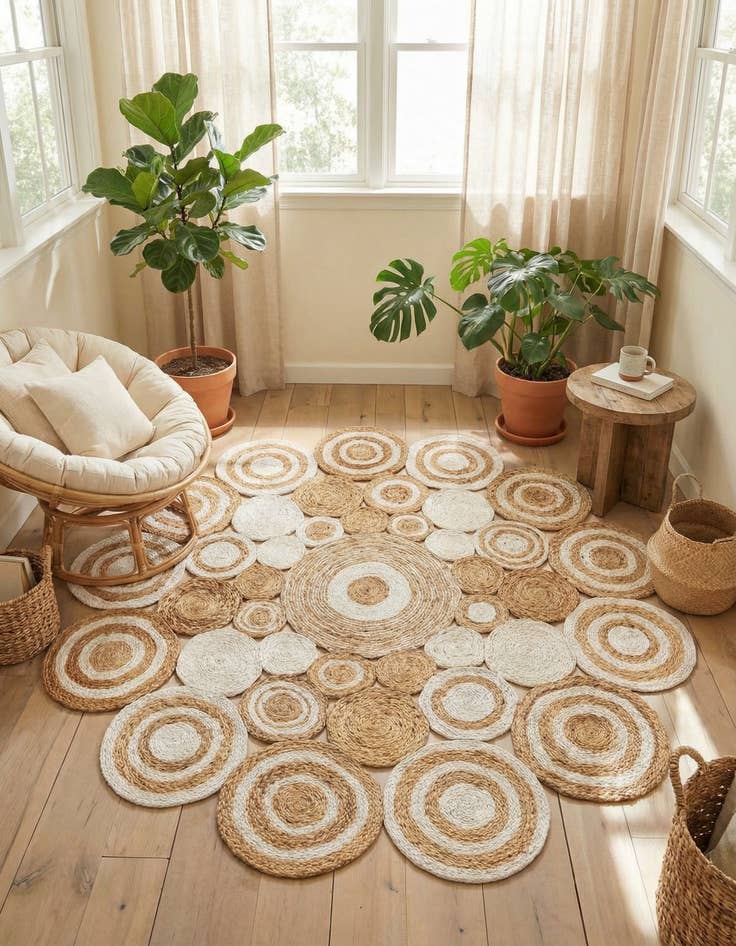 Detail image of  6' 1 x 6' 1  Hand Braided Jute Round Rug