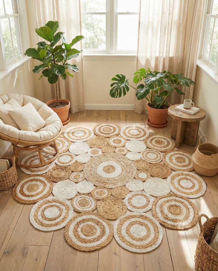 6' 1 x 6' 1 Handmade Braided Jute Round Rug